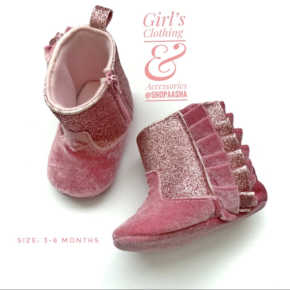 Velvet/Glitter Baby Boots (Crib Shoes)